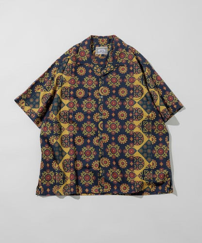 印度制 寬鬆版型 巴蒂克圖案印花 開領襯衫 短袖 小花紋