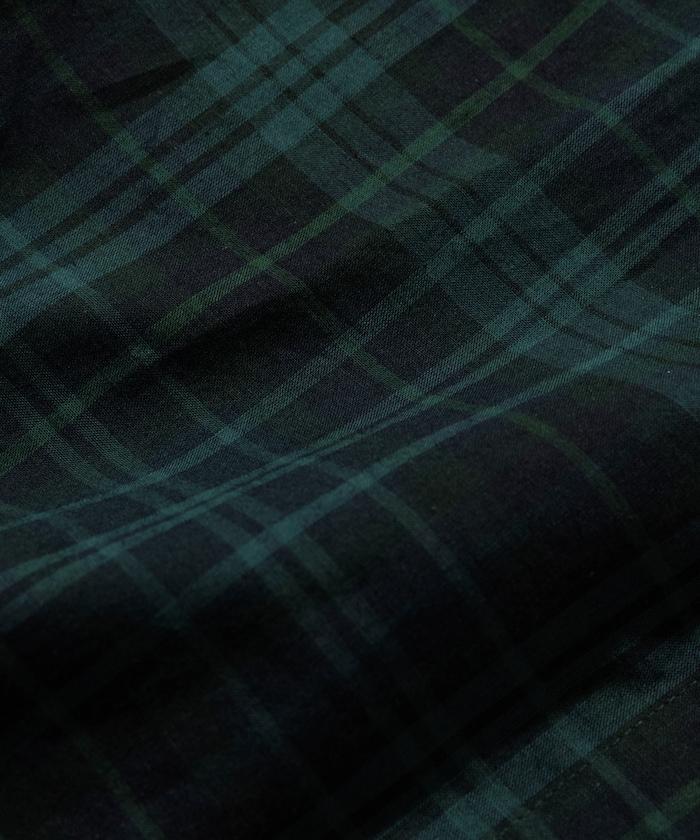 印度制 寬鬆版型 深色馬德拉斯格子 紐扣襯衫 短袖