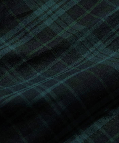 印度制 寬鬆版型 深色馬德拉斯格子 紐扣襯衫 短袖