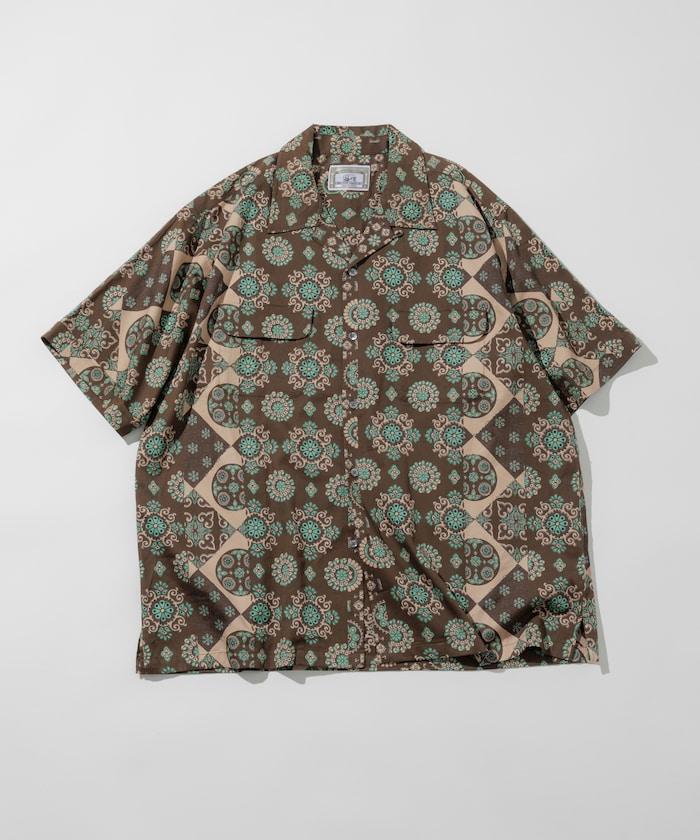 印度制 寬鬆版型 巴蒂克圖案印花 開領襯衫 短袖 小花紋