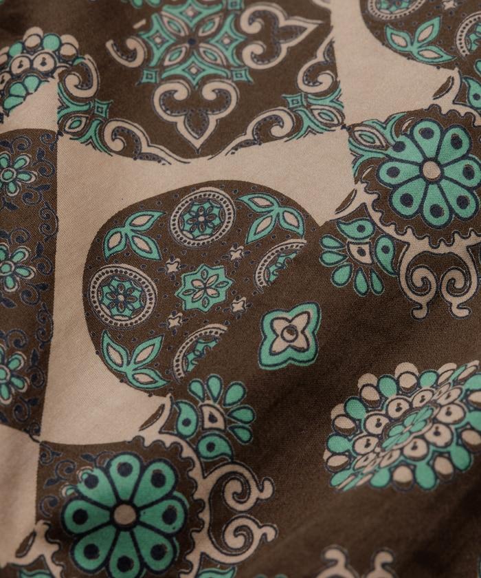 印度制 寬鬆版型 巴蒂克圖案印花 開領襯衫 短袖 小花紋