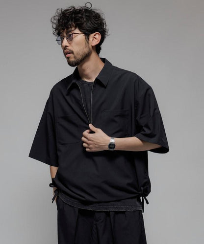 Reflax 功能性材料 輕鬆合身 半拉鍊襯衫 短袖