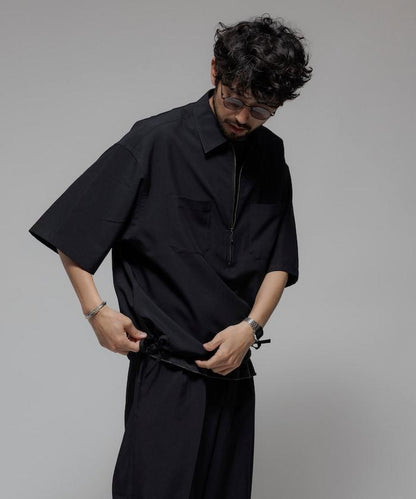 Reflax 功能性材料 輕鬆合身 半拉鍊襯衫 短袖