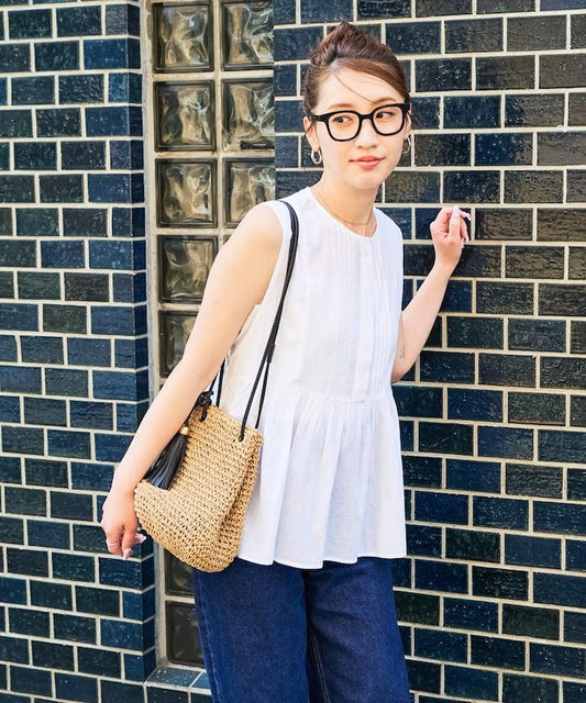 印度無袖拼褶垂褶上衣