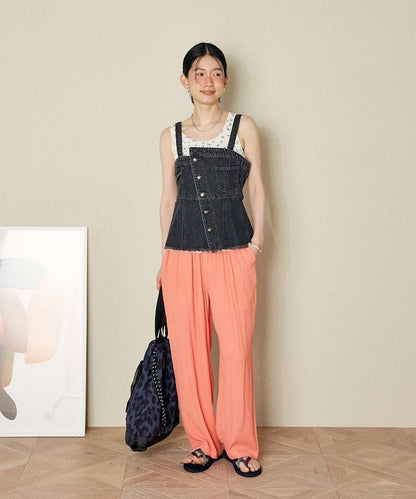 牛仔不對稱背心/帶蝴蝶結 牛仔背心
