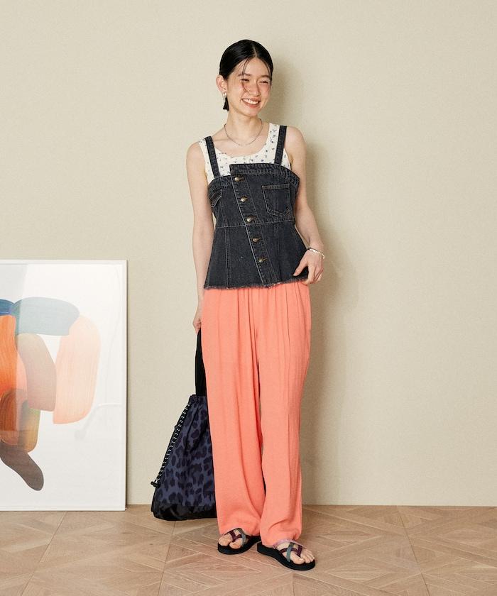 牛仔不對稱背心/帶蝴蝶結 牛仔背心