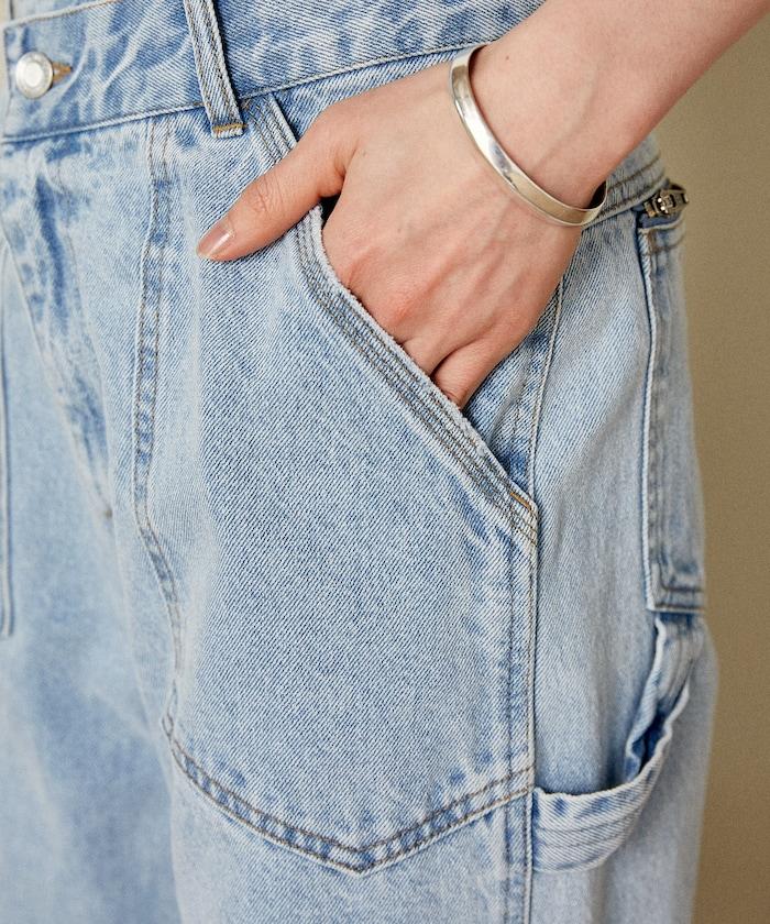 交叉細節 畫家寬鬆破洞褲