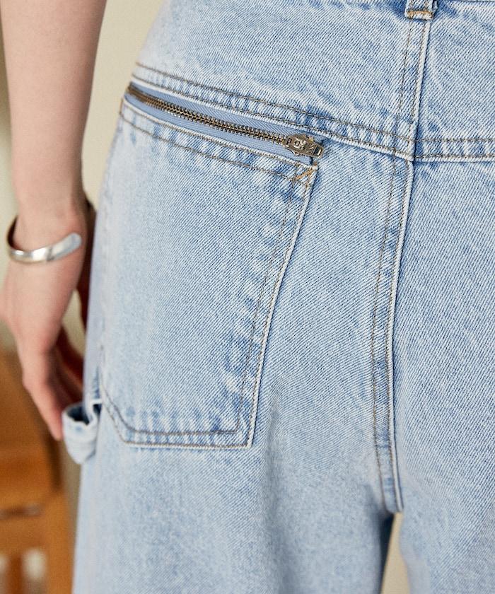 交叉細節 畫家寬鬆破洞褲