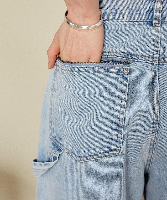 交叉細節 畫家寬鬆破洞褲