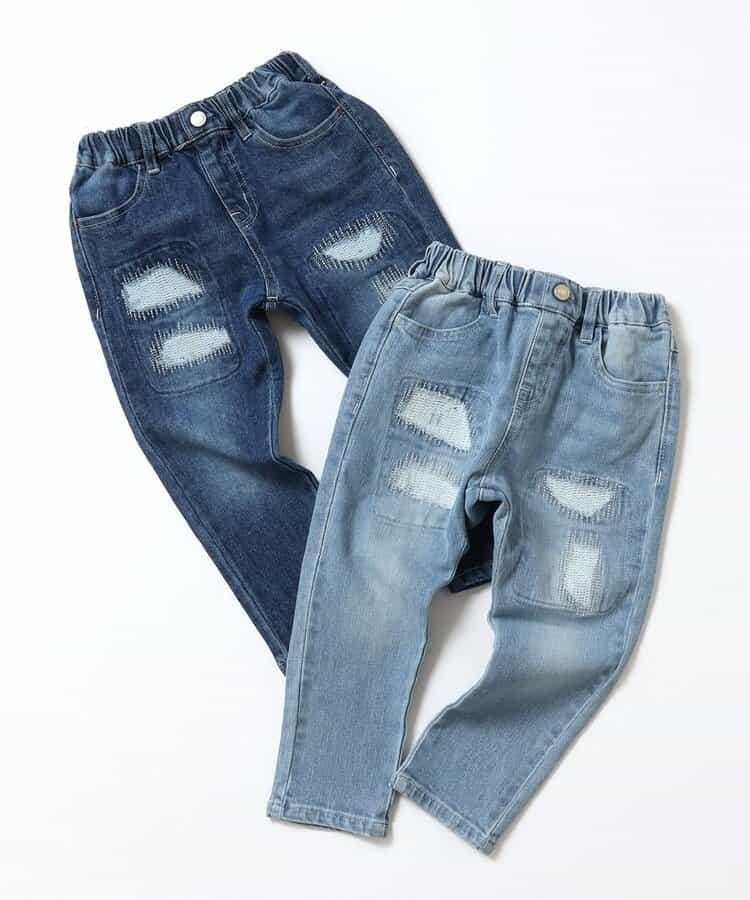 損傷修身牛仔褲 10分褲