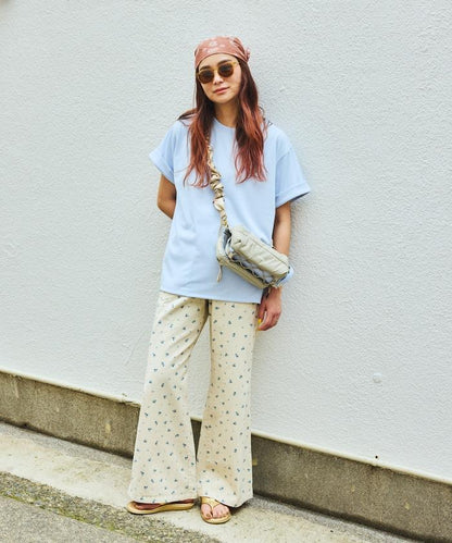 交叉裝飾繪畫寬鬆褲