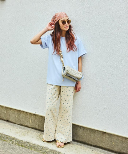 交叉裝飾繪畫寬鬆褲