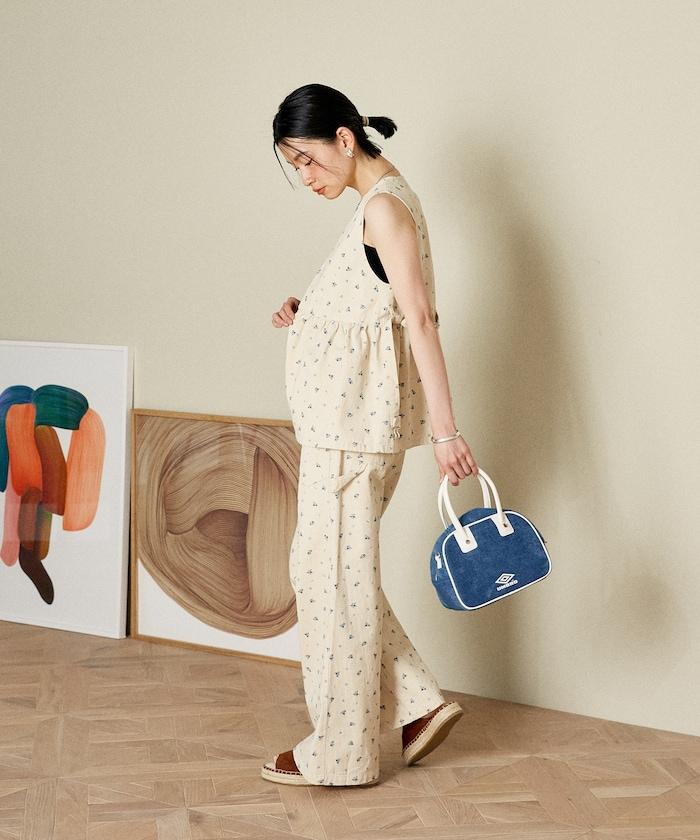 交叉裝飾繪畫寬鬆褲