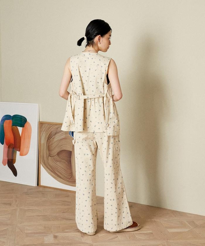 交叉裝飾繪畫寬鬆褲