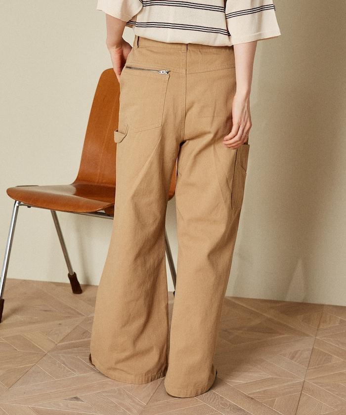 交叉裝飾繪畫寬鬆褲