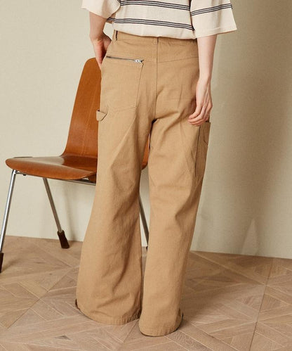 交叉裝飾繪畫寬鬆褲