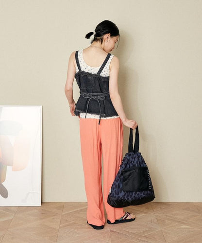 牛仔不對稱背心/帶蝴蝶結 牛仔背心