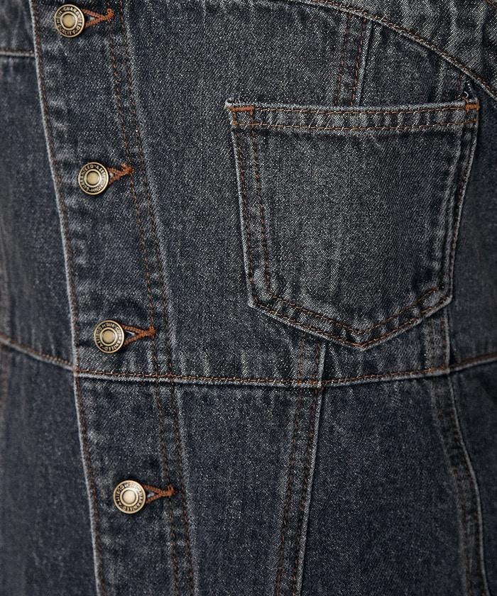 牛仔不對稱背心/帶蝴蝶結 牛仔背心