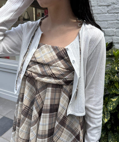 格紋不對稱連衣裙