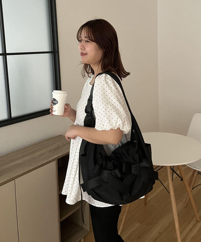 【SAPON】防水絲帶尼龍單肩包