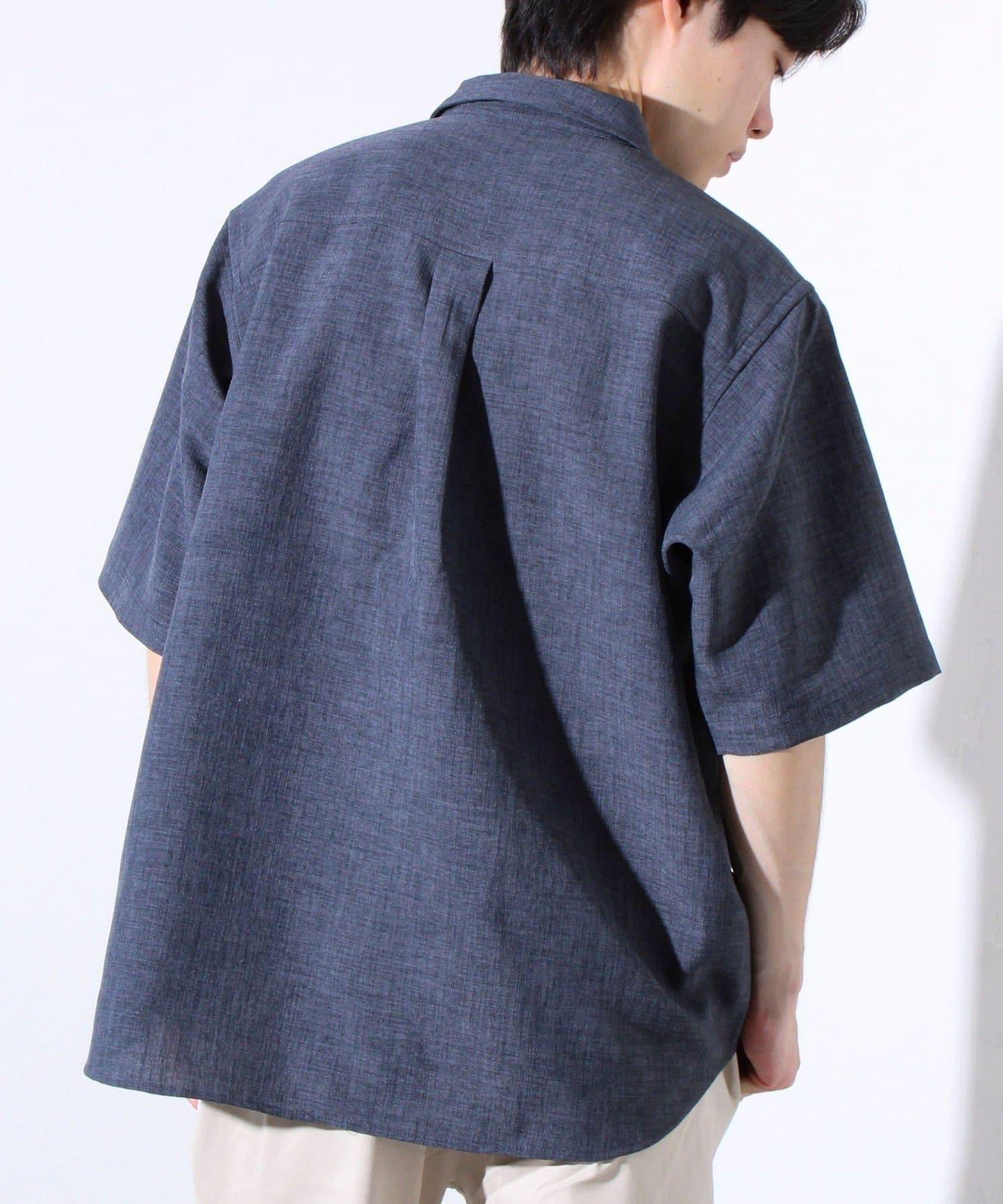 【GLOSTER】亞麻質感帆布 GOODNESS刺繡 短袖襯衫