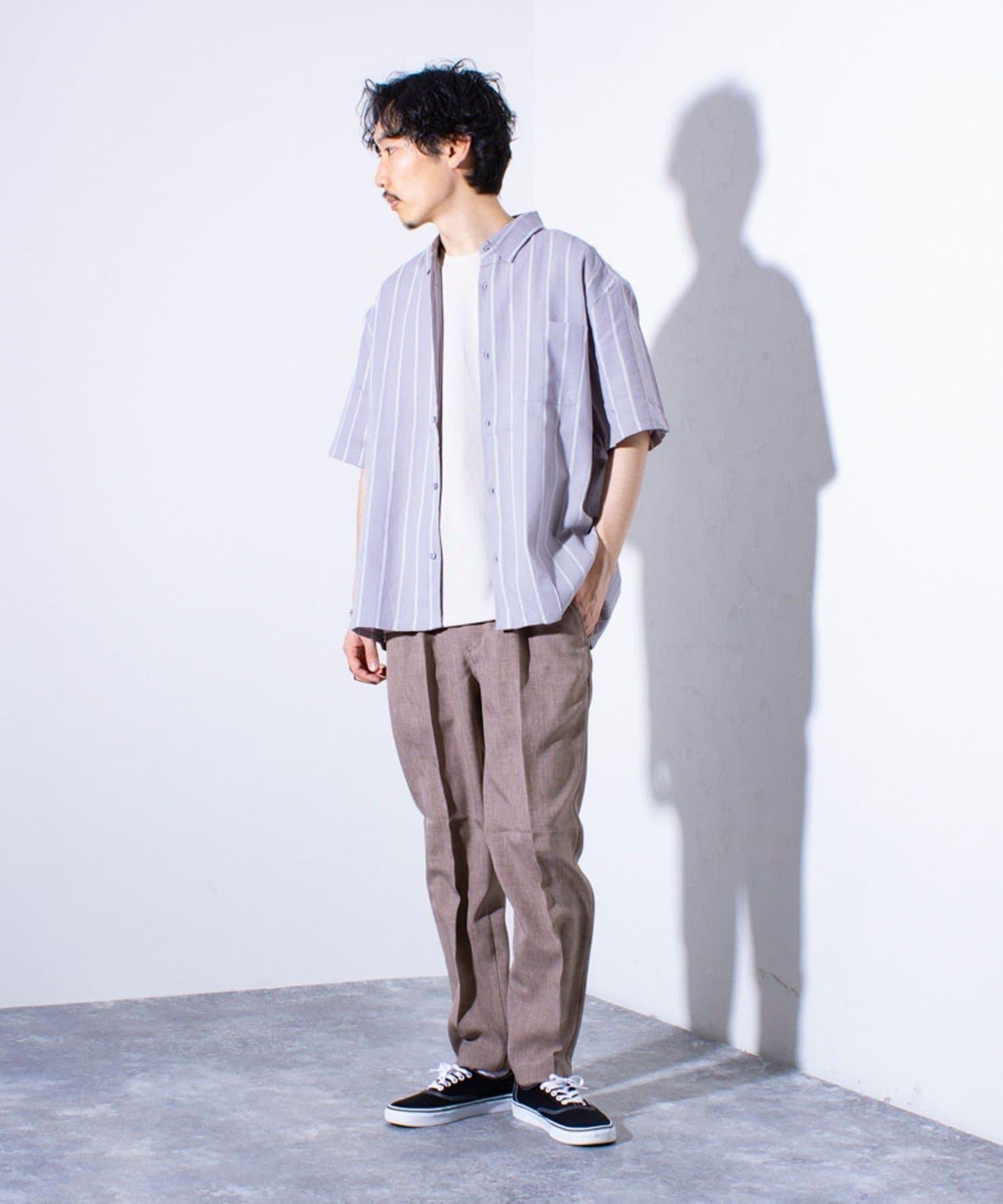 【套裝搭配】【GLOSTER】亞麻質感帆布休閒褲