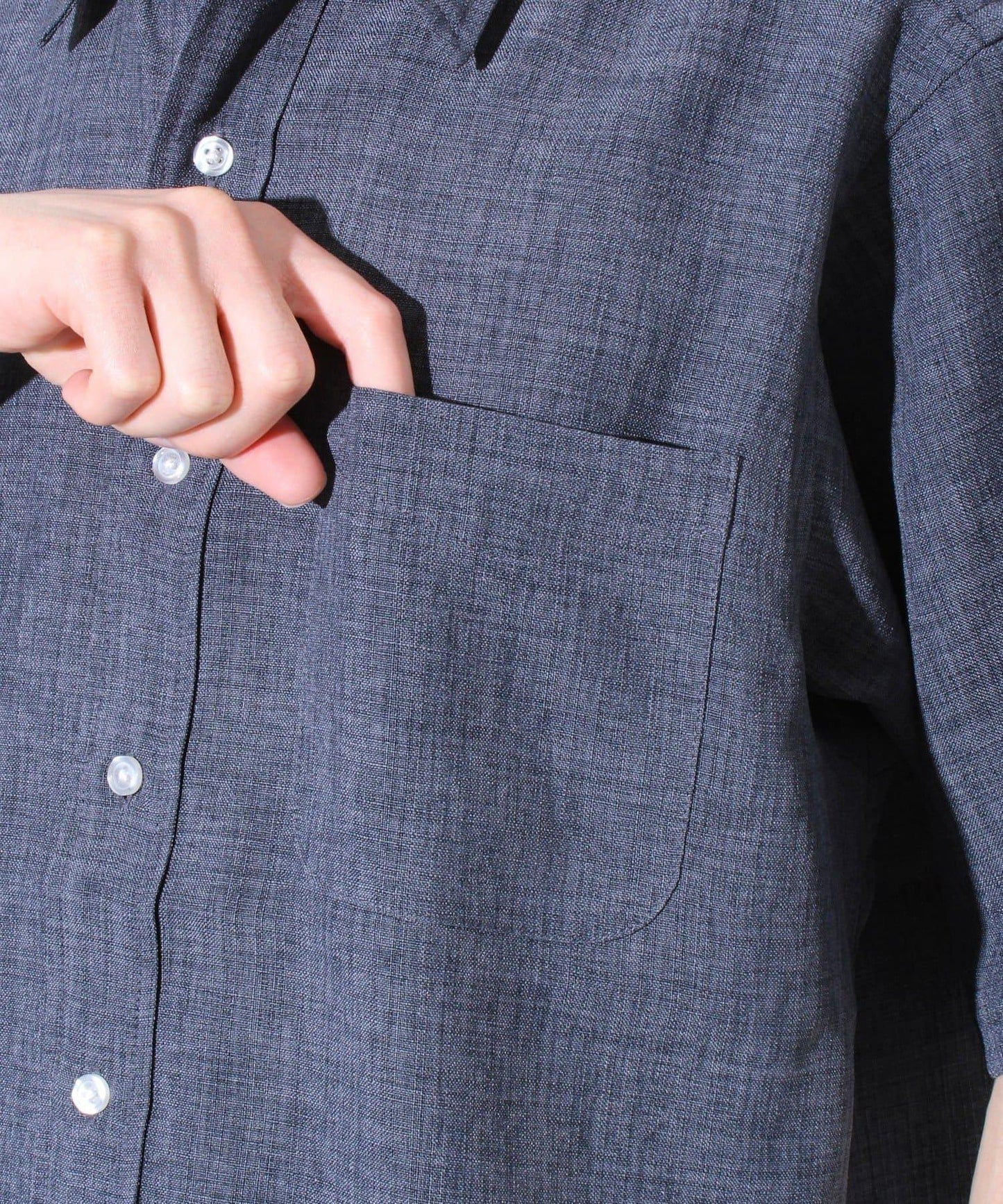 【GLOSTER】亞麻質感帆布 GOODNESS刺繡 短袖襯衫