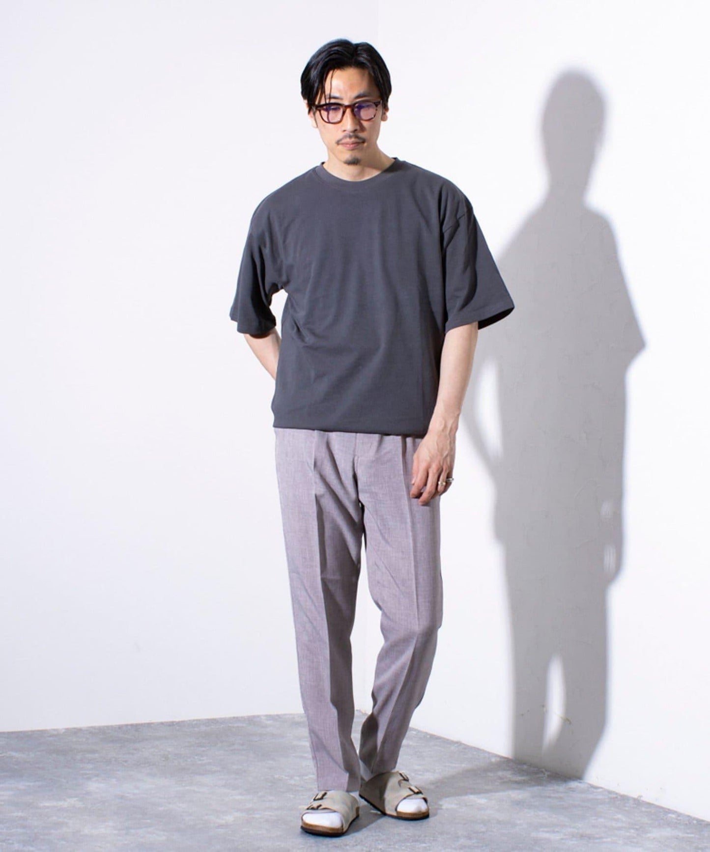 【套裝搭配】【GLOSTER】亞麻質感帆布休閒褲
