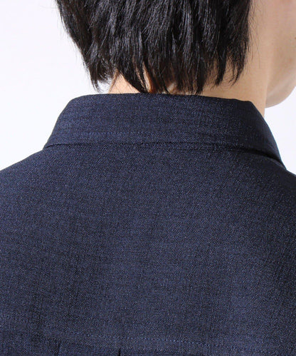 【GLOSTER】亞麻質感帆布 GOODNESS刺繡 短袖襯衫