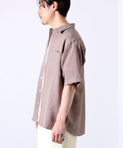 【GLOSTER】亞麻質感帆布 GOODNESS刺繡 短袖襯衫