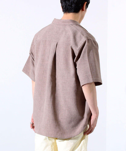 【GLOSTER】亞麻質感帆布 GOODNESS刺繡 短袖襯衫