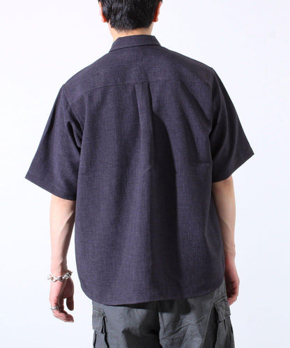 【GLOSTER】亞麻質感帆布 GOODNESS刺繡 短袖襯衫