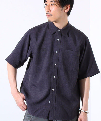 【GLOSTER】亞麻質感帆布 GOODNESS刺繡 短袖襯衫