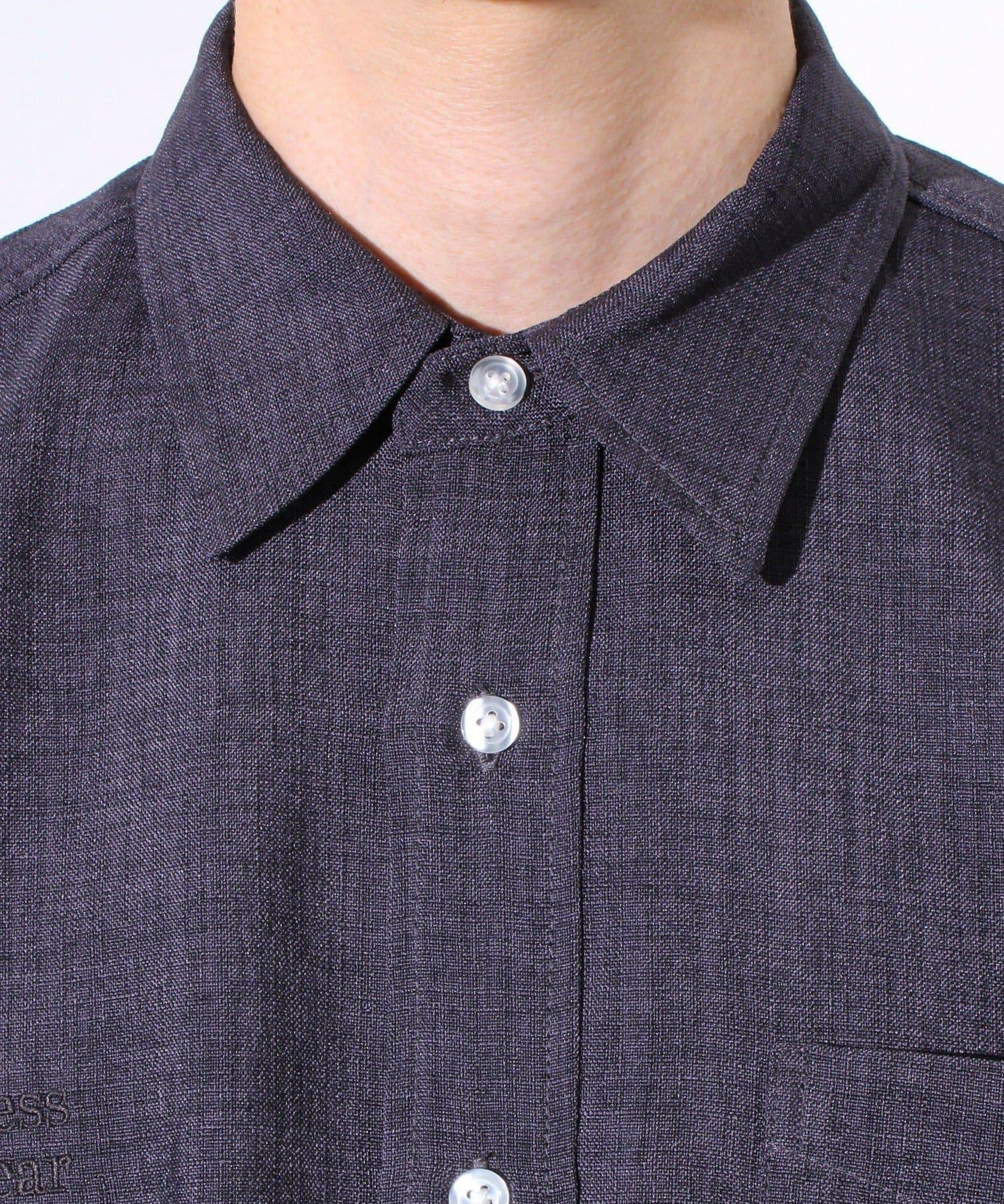 【GLOSTER】亞麻質感帆布 GOODNESS刺繡 短袖襯衫