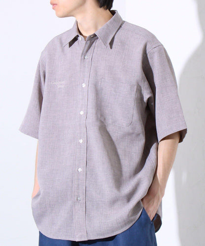 【GLOSTER】亞麻質感帆布 GOODNESS刺繡 短袖襯衫