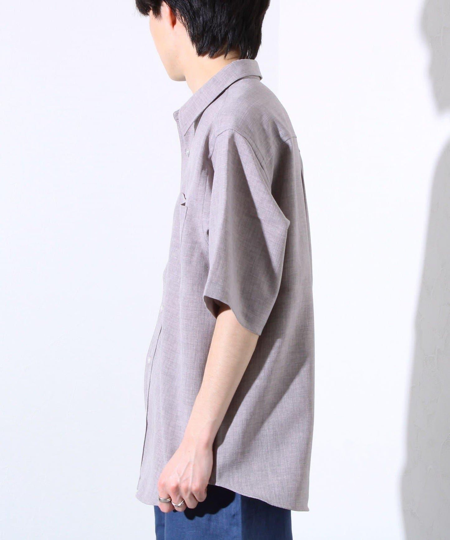 【GLOSTER】亞麻質感帆布 GOODNESS刺繡 短袖襯衫