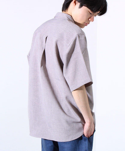 【GLOSTER】亞麻質感帆布 GOODNESS刺繡 短袖襯衫