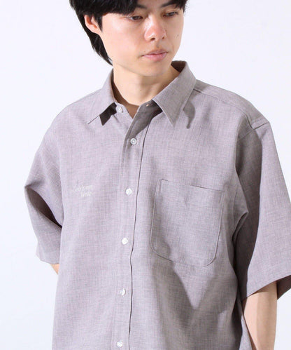 【GLOSTER】亞麻質感帆布 GOODNESS刺繡 短袖襯衫