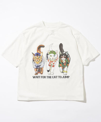 輕鬆休閒合身雙面印花圓領T恤 / 三隻貓