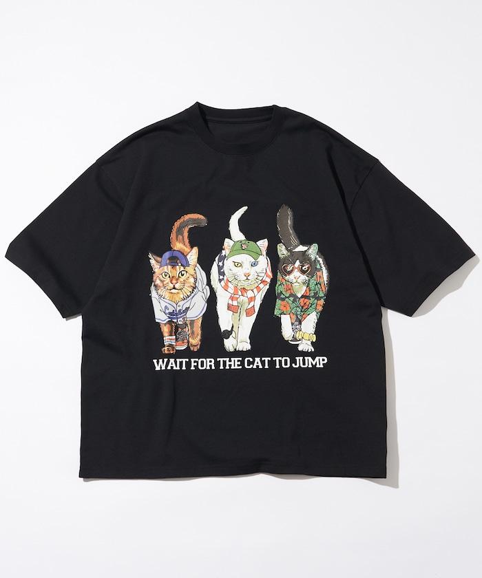 輕鬆休閒合身雙面印花圓領T恤 / 三隻貓