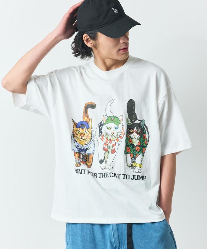 輕鬆休閒合身雙面印花圓領T恤 / 三隻貓