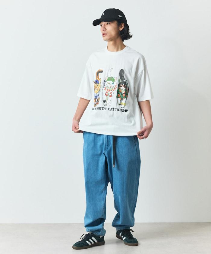 輕鬆休閒合身雙面印花圓領T恤 / 三隻貓