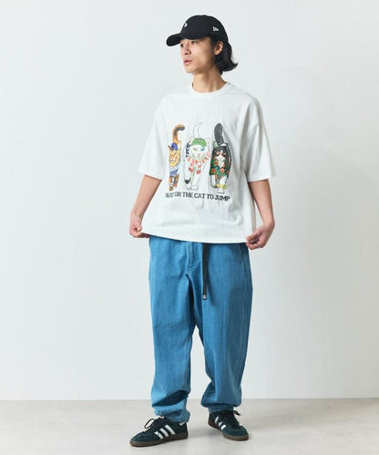 輕鬆休閒合身雙面印花圓領T恤 / 三隻貓