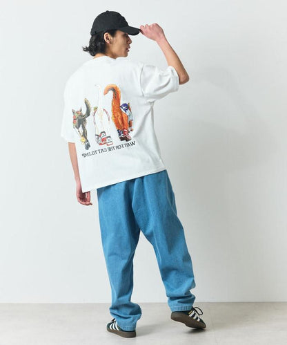 輕鬆休閒合身雙面印花圓領T恤 / 三隻貓