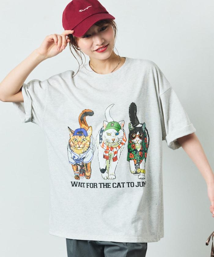 輕鬆休閒合身雙面印花圓領T恤 / 三隻貓