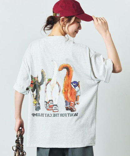 輕鬆休閒合身雙面印花圓領T恤 / 三隻貓