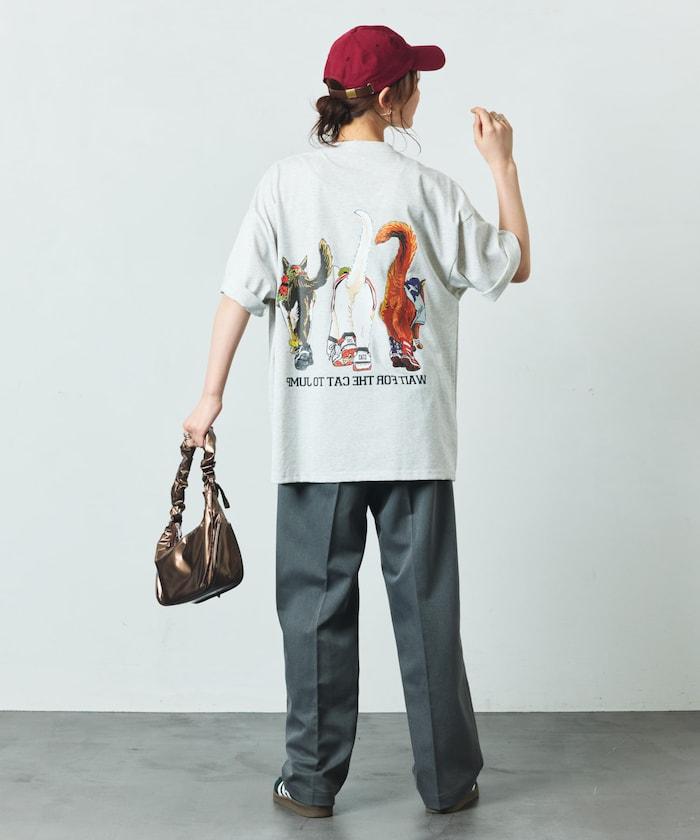 輕鬆休閒合身雙面印花圓領T恤 / 三隻貓