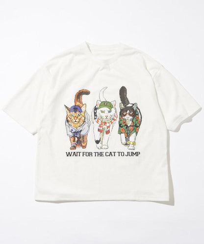 輕鬆休閒合身雙面印花圓領T恤 / 三隻貓