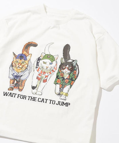輕鬆休閒合身雙面印花圓領T恤 / 三隻貓