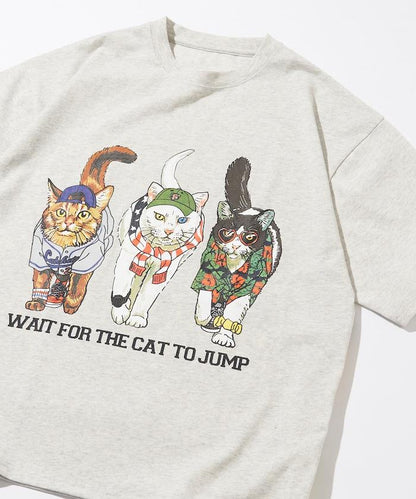 輕鬆休閒合身雙面印花圓領T恤 / 三隻貓